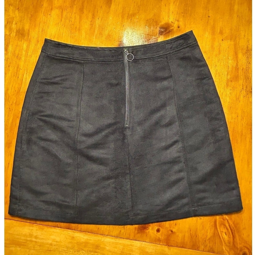 Old Navy Modern Chic 90s Gray Faux Suede‎ Mini Skirt Front Zip A-Line Pocketed